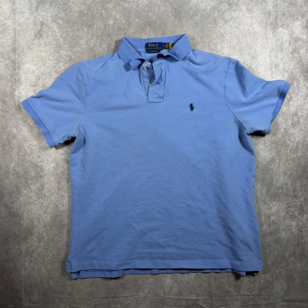 Polo Ralph Lauren Classic Fit Polo Shirt Mens Large Blue Short Sleeve Pique